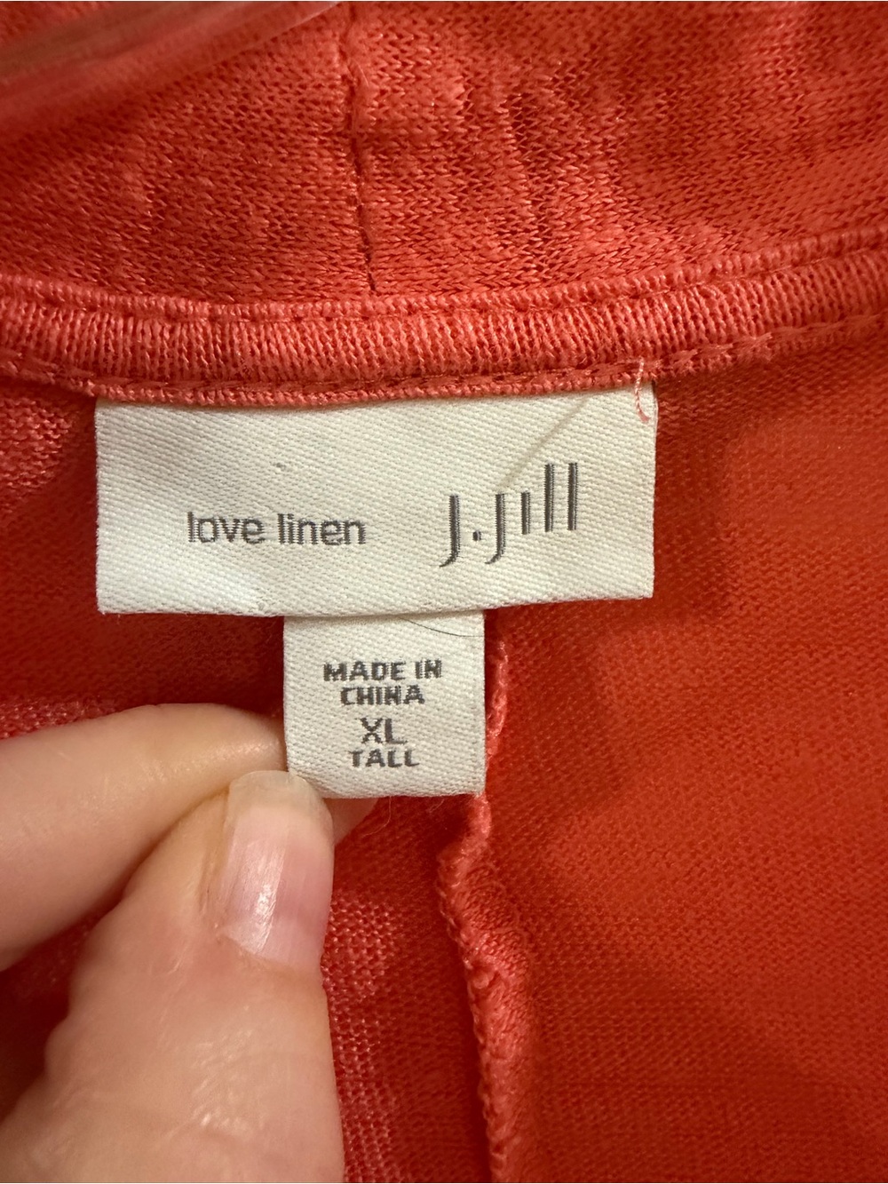 J. Jill Open Front Linen Cardigan in Coral Orange - Picture 2 of 4